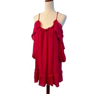 Parker Red Ruffled Off-Shoulder Mini Dress